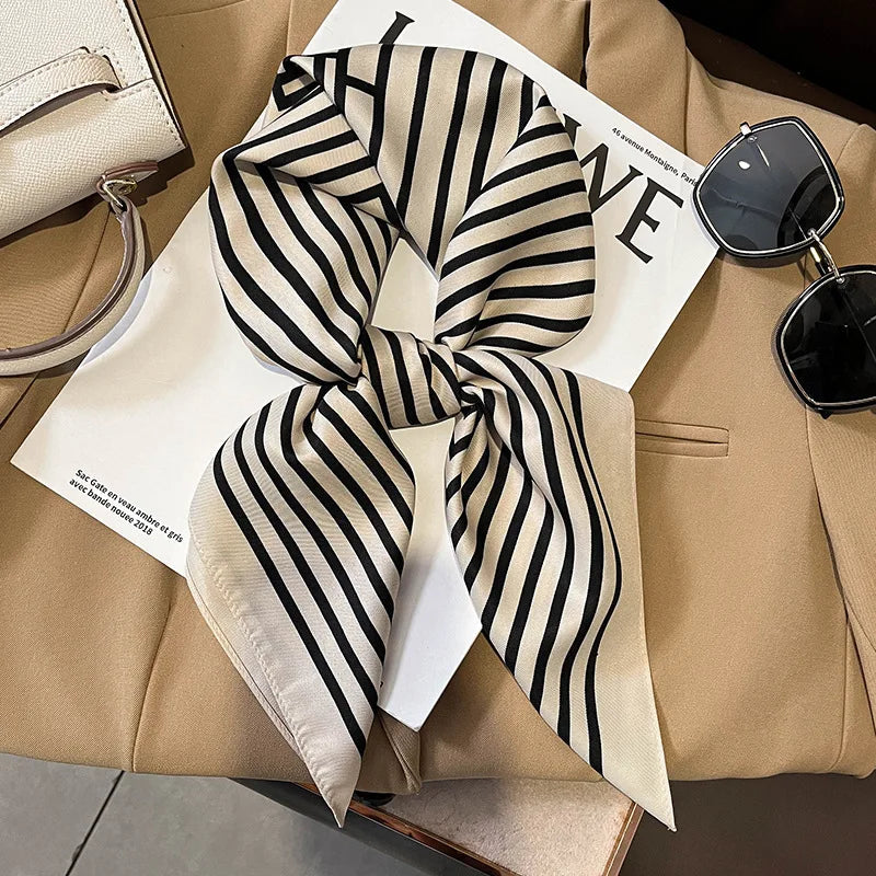 Sophie Silk Charm Scarf | Plaid Pattern, Versatile Accessory