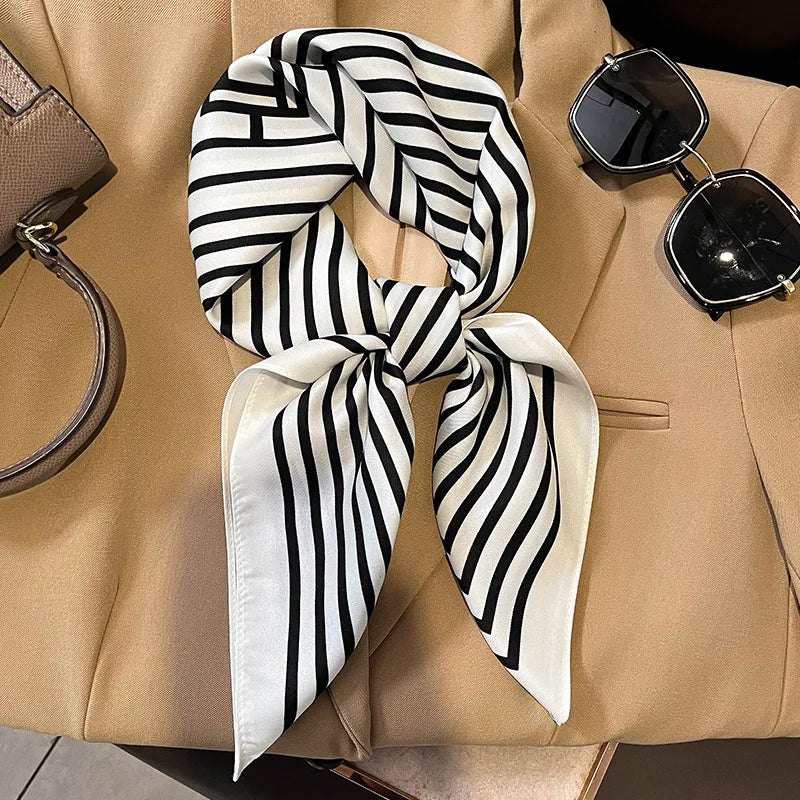 Sophie Silk Charm Scarf | Plaid Pattern, Versatile Accessory