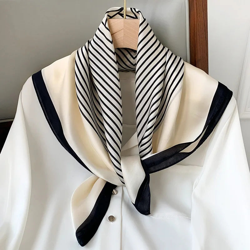 Sophie Silk Charm Scarf | Plaid Pattern, Versatile Accessory