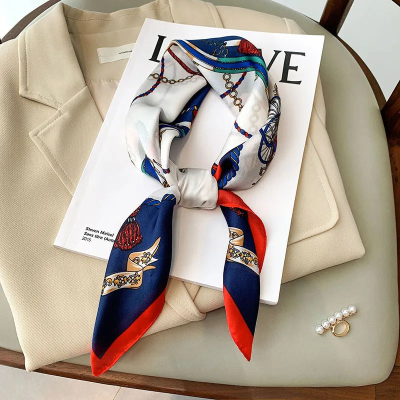 Sophie Silk Charm Scarf | Plaid Pattern, Versatile Accessory