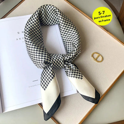 Sophie Silk Charm Scarf | Plaid Pattern, Versatile Accessory