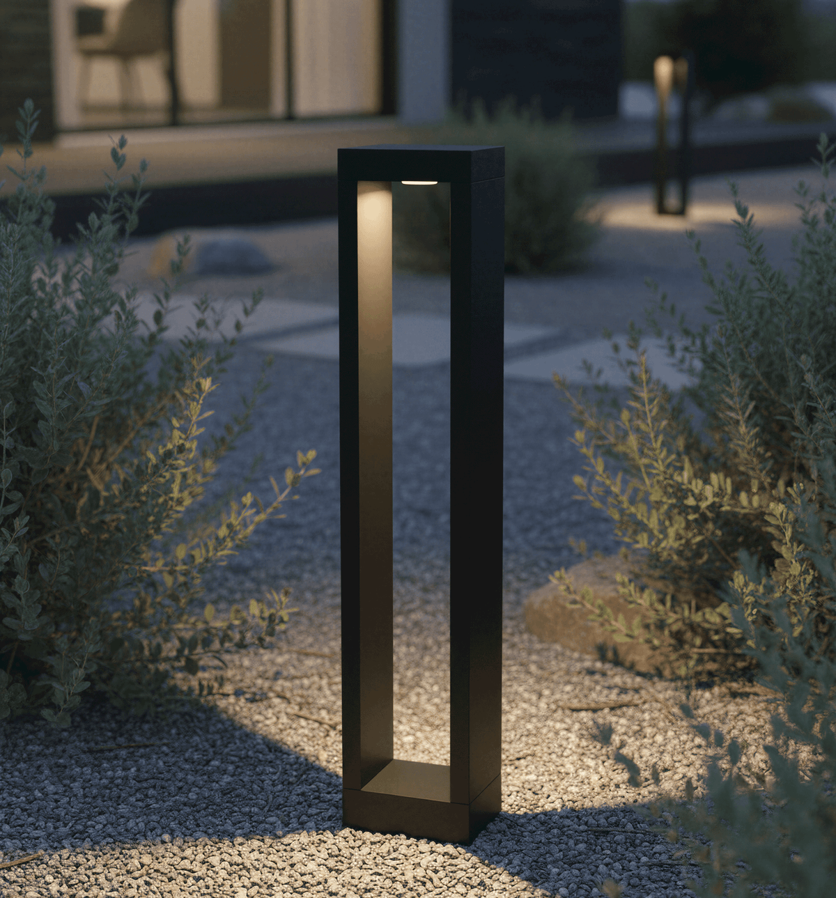 Weatherproof Pathway Bollard Light 24 Inches Tall Dual-Lens Aluminum Housing LED Walkway Fixture Yard Landscaping Illumination Outdoor Drive