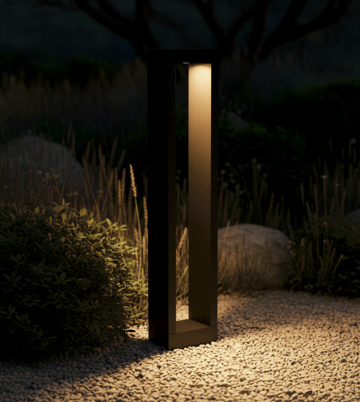 Weatherproof Pathway Bollard Light 24 Inches Tall Dual-Lens Aluminum Housing LED Walkway Fixture Yard Landscaping Illumination Outdoor Drive