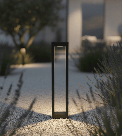 Weatherproof Pathway Bollard Light 24 Inches Tall Dual-Lens Aluminum Housing LED Walkway Fixture Yard Landscaping Illumination Outdoor Drive