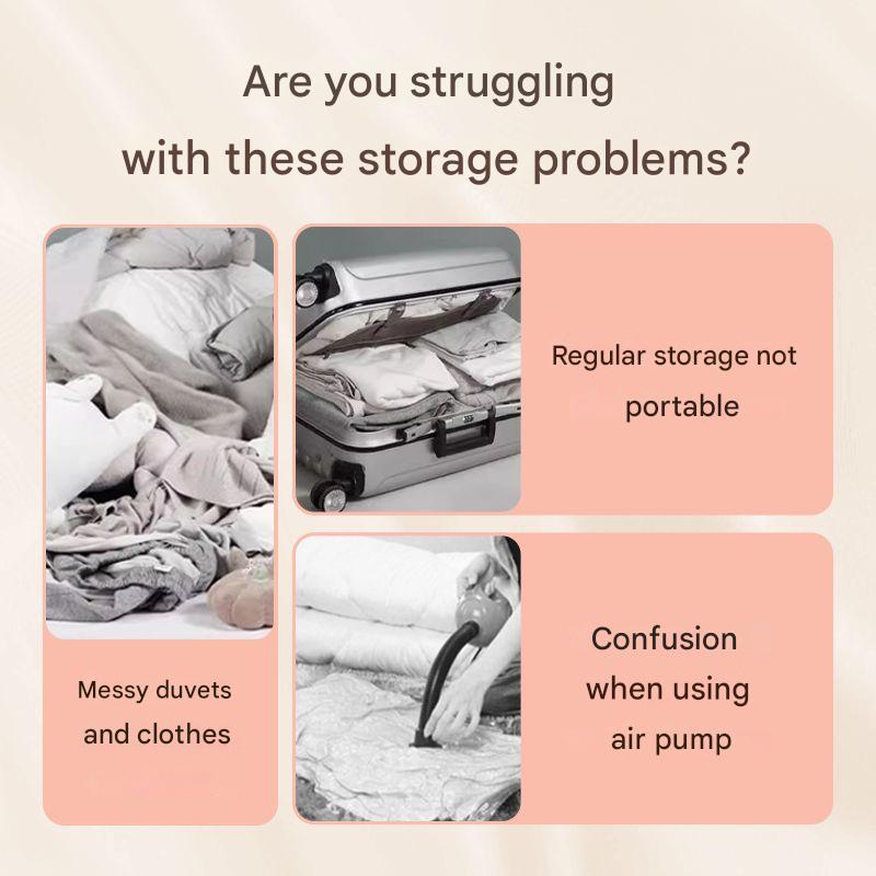 Space Saver | Self-Compression Storage Bags with Built-In Zipper | Durable Organizer for Clothes and Bedding