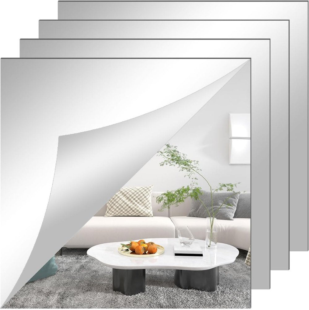 Shatter-Proof Mirror Film Self-Adhesive Reflective Sheet for Walls Doors Furniture Safety 20x39 inches Trim-to-Fit PET Plastic Home Decor Ki