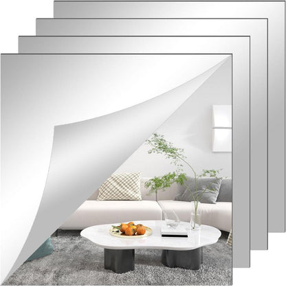 Shatterproof Mirror Film Sheet | Self-Adhesive Reflective Surface | Trim-to-Fit Wall Decal | Crystal Clear Finish for Walls, Doors &