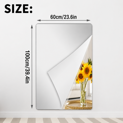 Shatterproof Mirror Film Sheet | Self-Adhesive Reflective Surface | Trim-to-Fit Wall Decal | Crystal Clear Finish for Walls, Doors &