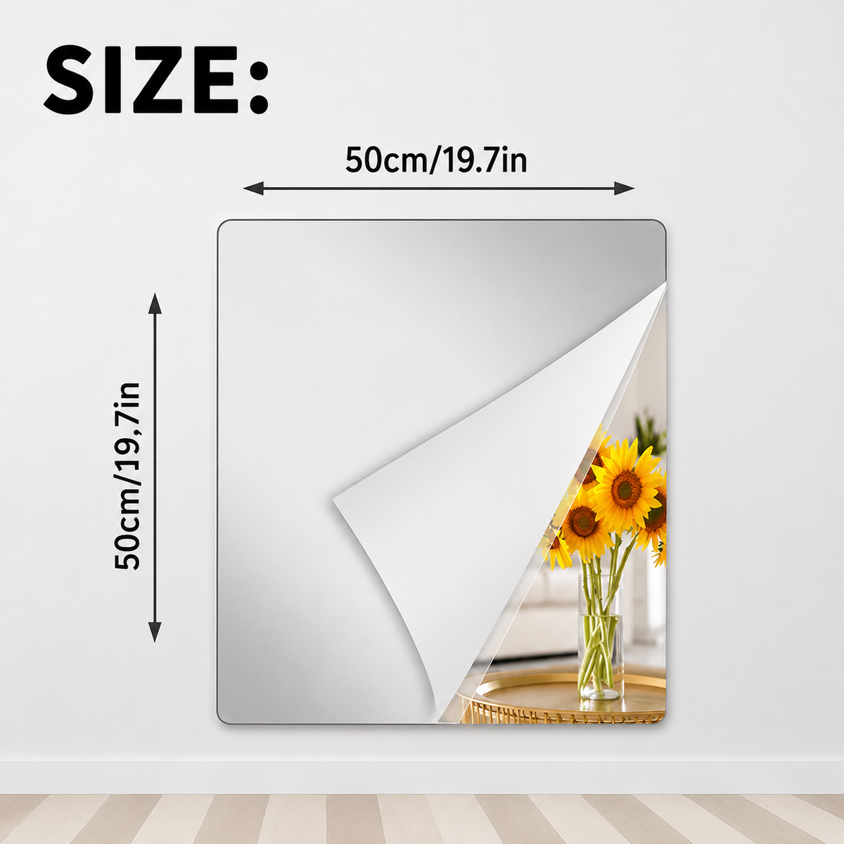 Shatterproof Mirror Film Sheet | Self-Adhesive Reflective Surface | Trim-to-Fit Wall Decal | Crystal Clear Finish for Walls, Doors &