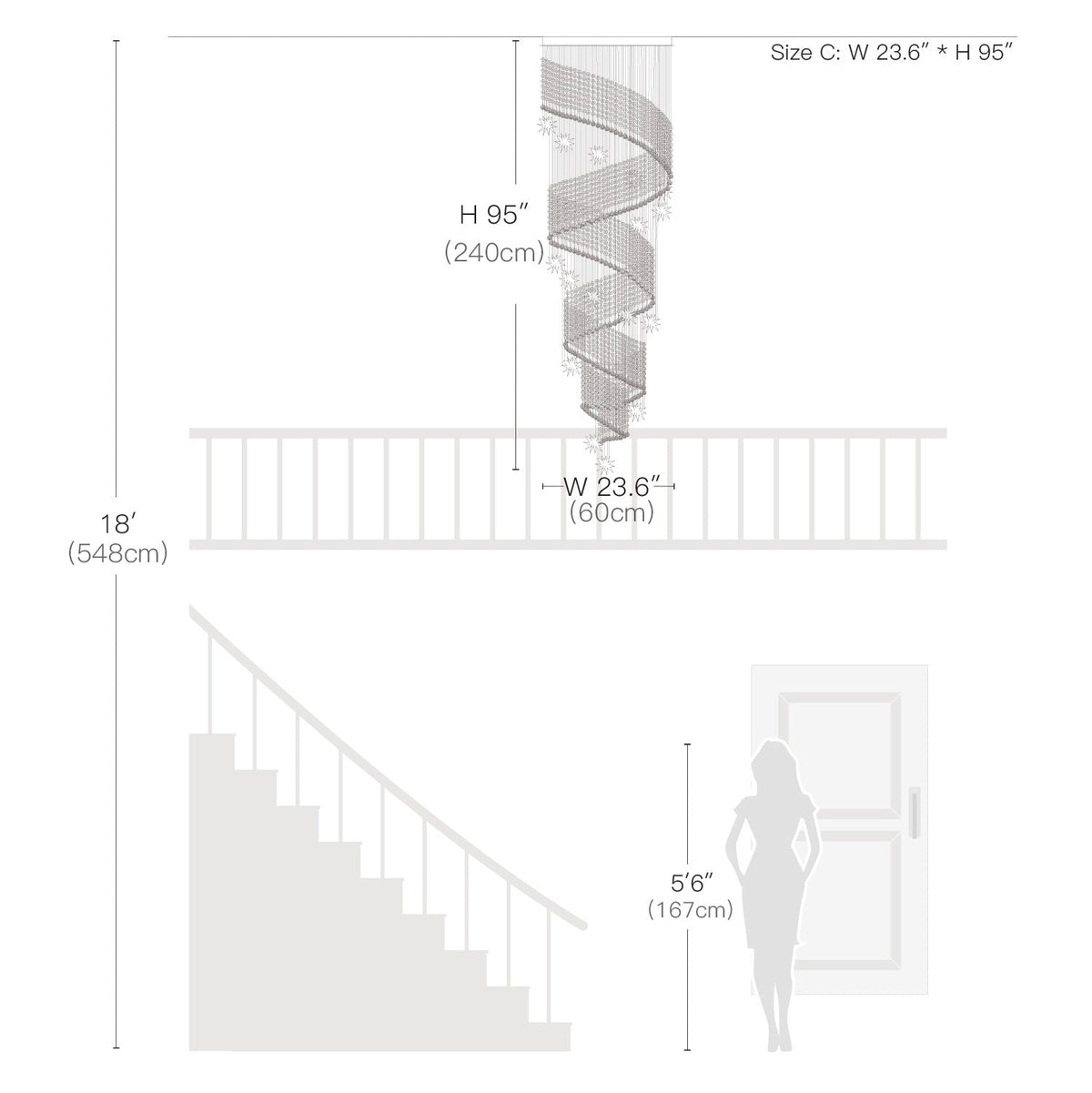 Cascading Crystal Chandelier for Staircase Chrome Finish Modern Raindrop Fixture Foyer Entryway Double-Height Ceiling GU10 LED Compatible