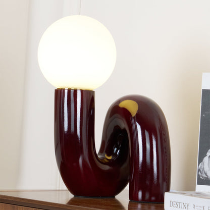 Twisted Glass Accent Lamp for Desk & Nightstand — 10 in Sculptural Design in Pink, Blue, White & Red — LED Glow for Bedroom, Living Room & O