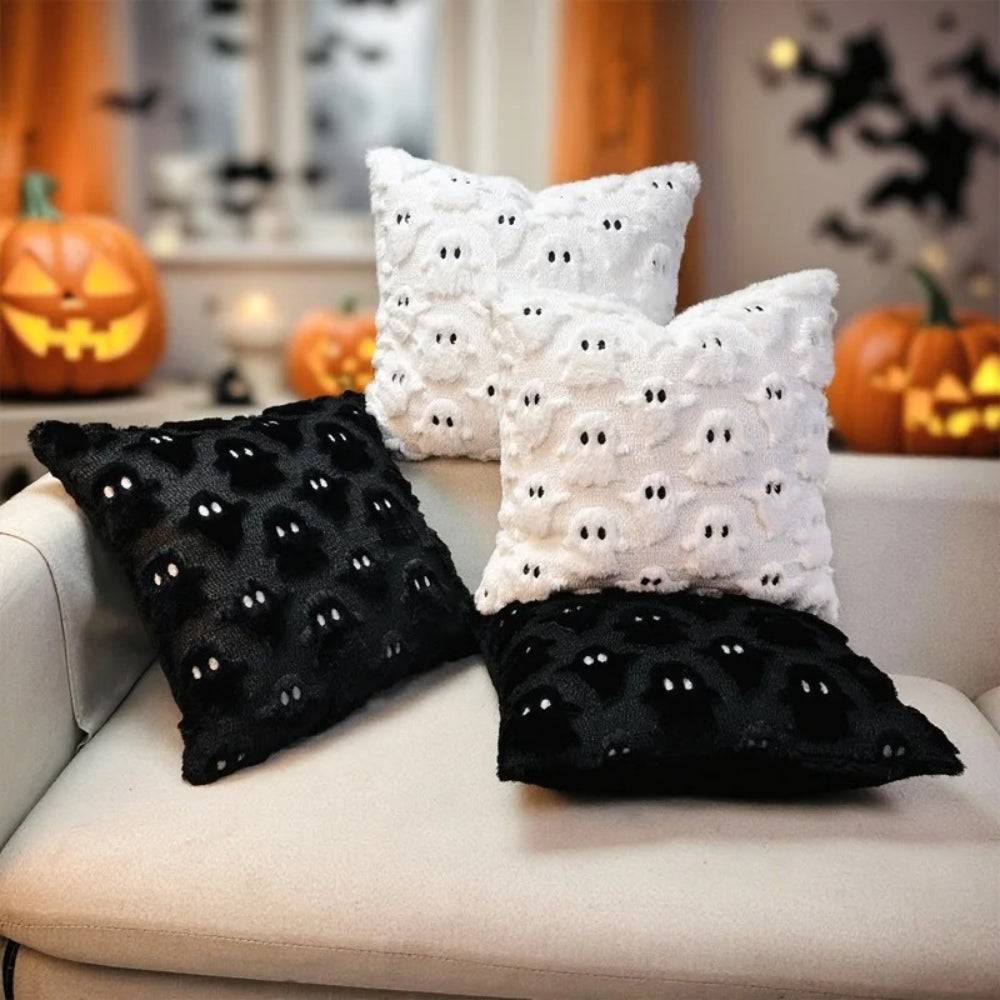 Sierra Halloween Cushion Cover - Plush Microfiber, 3D Ghost Design