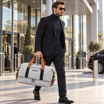 Weekend Duffel Bag with Shoe Compartment & Wet-Dry Separation for Gym Travel