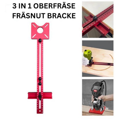 3-in-1 Router Groove Bracket Attachment for Woodworking Trimmer Tools – Aluminum Alloy Adjustable Base for MDF, Plywood & Fine Wood Projects