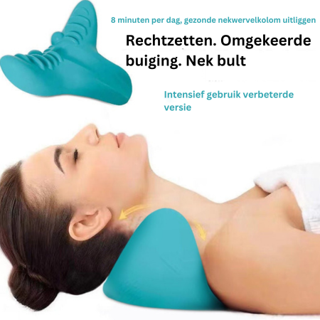 Cervical Spine Traction Cushion Blue EVA Foam 8.5×7.9×4.3 Inches Portable Shoulder Tension Relief Device for Home Bed Sofa Chair