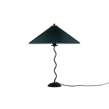 Sculptural Desk Lamp with Gathered Shade & Arc Base 17-inch Beige White Green Black Nightstand Light for Bedroom Living Room Accent