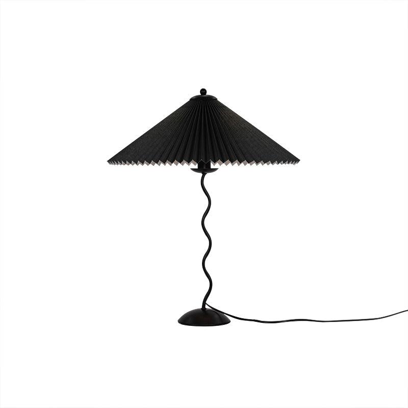 Sculptural Desk Lamp with Gathered Shade & Arc Base 17-inch Beige White Green Black Nightstand Light for Bedroom Living Room Accent