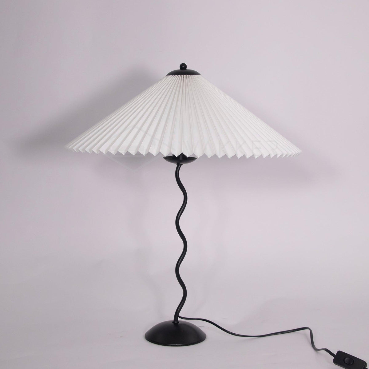 Sculptural Desk Lamp with Gathered Shade & Arc Base 17-inch Beige White Green Black Nightstand Light for Bedroom Living Room Accent