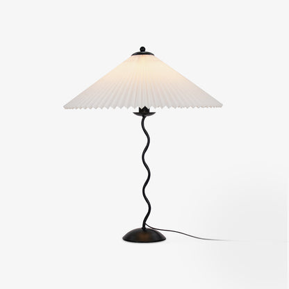 Sculptural Desk Lamp with Gathered Shade & Arc Base 17-inch Beige White Green Black Nightstand Light for Bedroom Living Room Accent