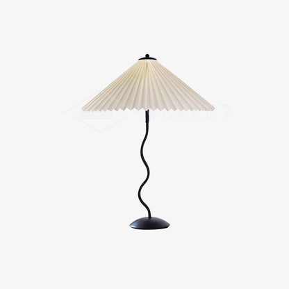 Sculptural Desk Lamp with Gathered Shade & Arc Base 17-inch Beige White Green Black Nightstand Light for Bedroom Living Room Accent