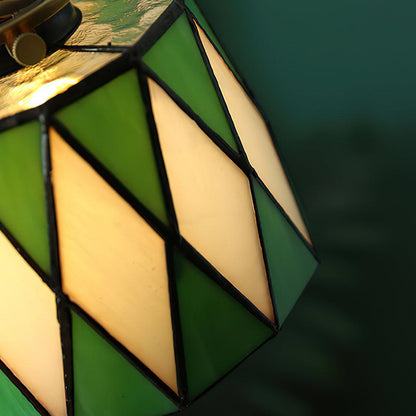 Geometric Glass Shade Hanging Light Fixture 6-Inch Brass Accents Adjustable for Counter Island Dining Table Modern Ceiling Suspended Lamp