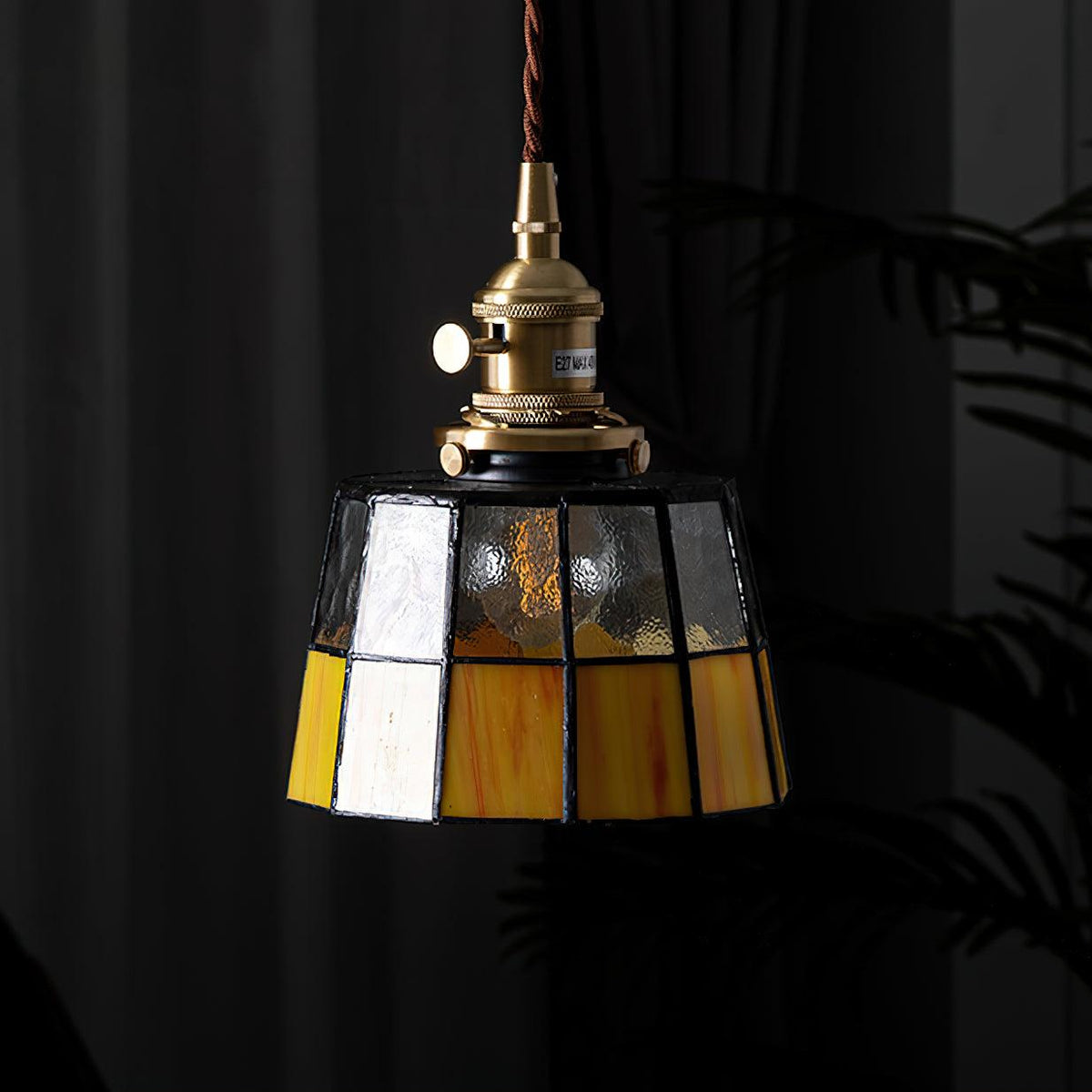 Geometric Glass Shade Hanging Light Fixture 6-Inch Brass Accents Adjustable for Counter Island Dining Table Modern Ceiling Suspended Lamp