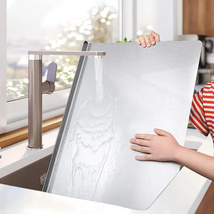 Stainless Steel Cutting Board with Non Slip Base, Large Stainless Steel Chopping Board for Meat and Vegetables