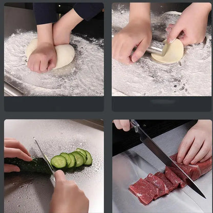 Non-Slip Base Stainless Steel Cutting Board with Elevated Edge