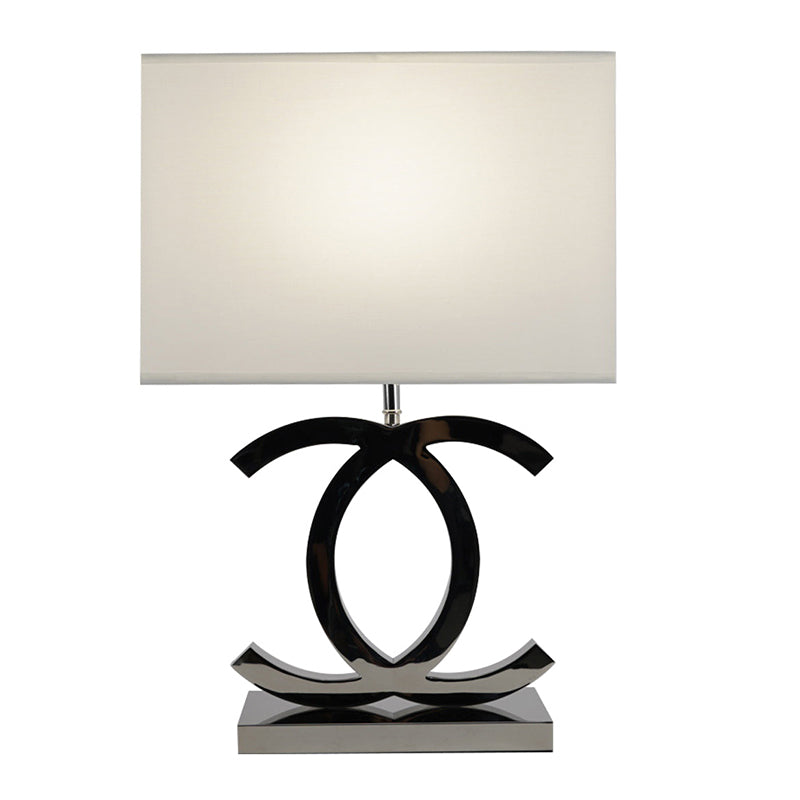 Metal Desk Lamp with Cloth Drum Shade – Contemporary Accent Light for Bedside, Office & Den – Push-Button Control – 24 in Tall