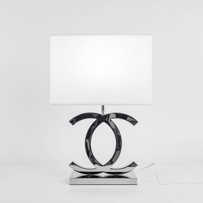 Metal Desk Lamp with Cloth Drum Shade – Contemporary Accent Light for Bedside, Office & Den – Push-Button Control – 24 in Tall
