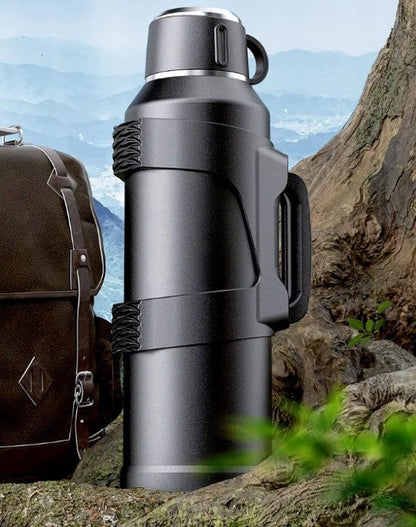 Travel Hiking Thermos | Stainless Steel Insulated Flask with Dual Functionality | Ideal for Hot & Cold Beverages
