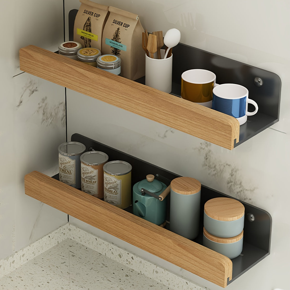 StarkesTett Floating Wall Shelf - Wrought Iron, No Drilling, Modern Design