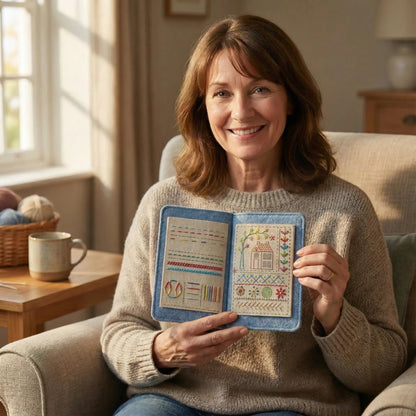 Embroidery Stitch Sampler Book with 106 Techniques – Beginner-Friendly Kit with Bamboo Hoop, Cotton Thread & Video Tutorials for Learning Ha
