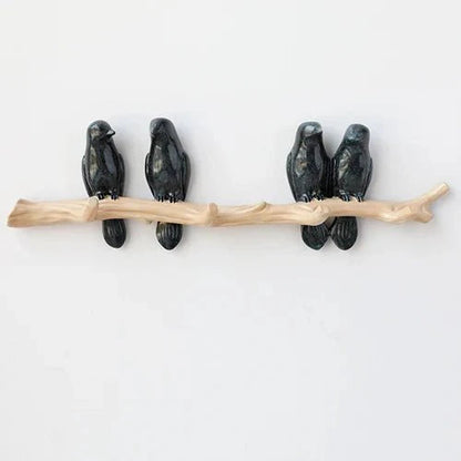 Bird Hook Wall Mounted Coat Rack Resin Decorative Entryway Hanger for Coats Hats Bags Bedroom Hallway Office Organizer