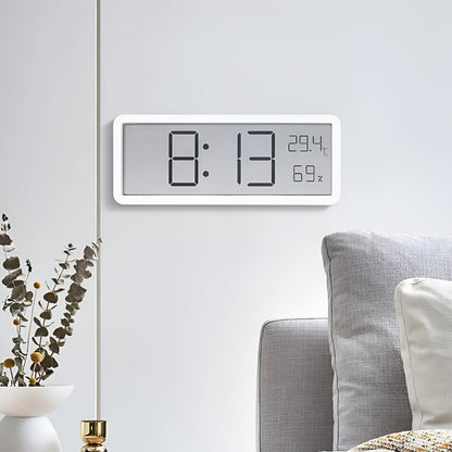 LED Clock with Temperature and Humidity Monitor 7.9 Inch Acrylic Display Bedroom Office Desk Wall Timer Indoor Climate Tracker