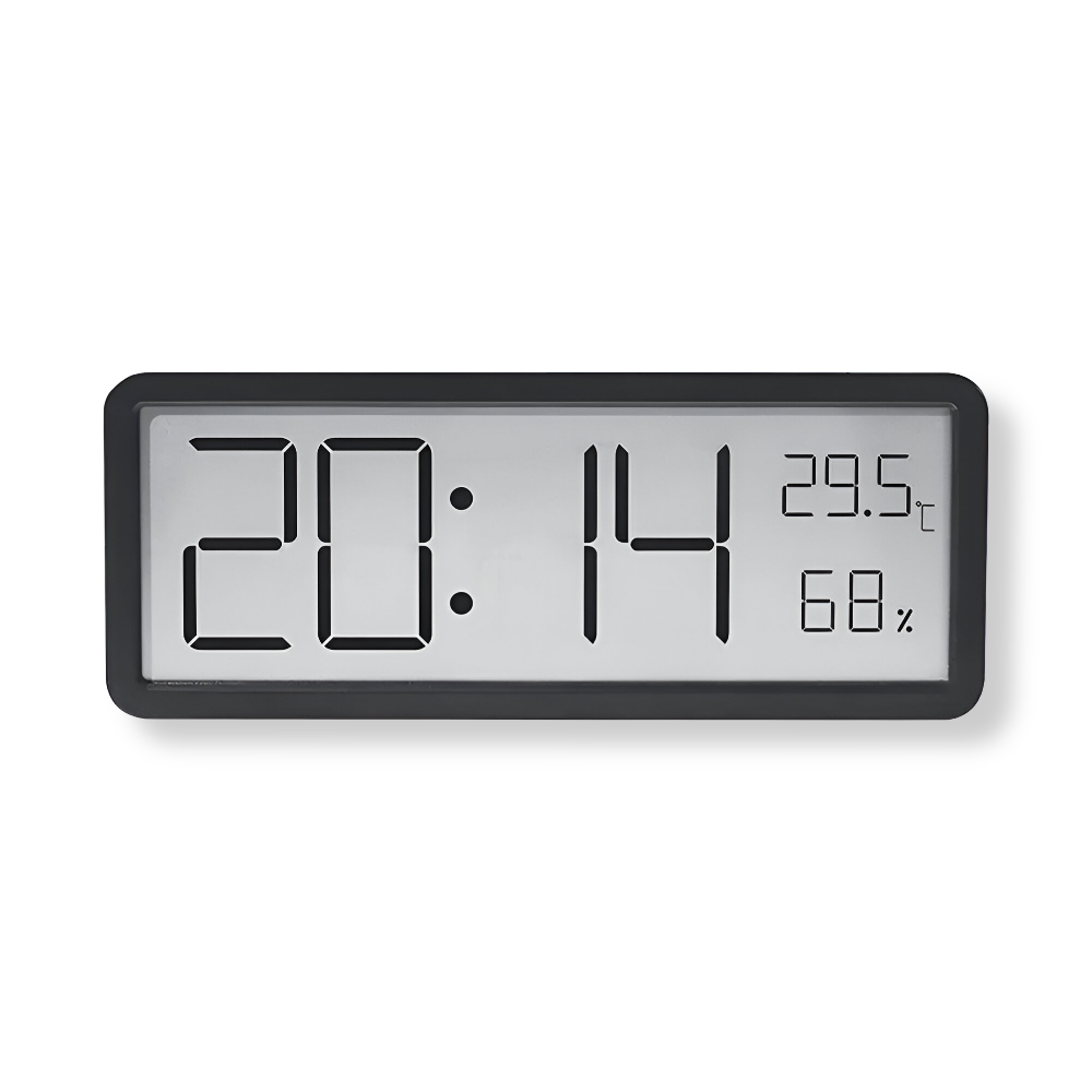 LED Clock with Temperature and Humidity Monitor 7.9 Inch Acrylic Display Bedroom Office Desk Wall Timer Indoor Climate Tracker