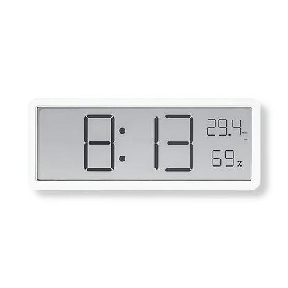LED Clock with Temperature and Humidity Monitor 7.9 Inch Acrylic Display Bedroom Office Desk Wall Timer Indoor Climate Tracker