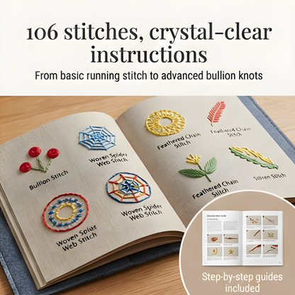 Ortekor Stitchwell | Embroidery Kit for Beginners with 106 Removable Stitches | Complete Needlework Set for Easy Learning