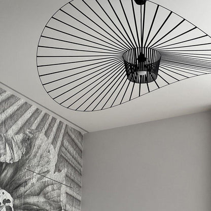 Oversized Woven Ceiling Fixture 47 in Black for Dining & Living Rooms Statement Lighting Above Tables Modern Handcrafted Fiber Shade