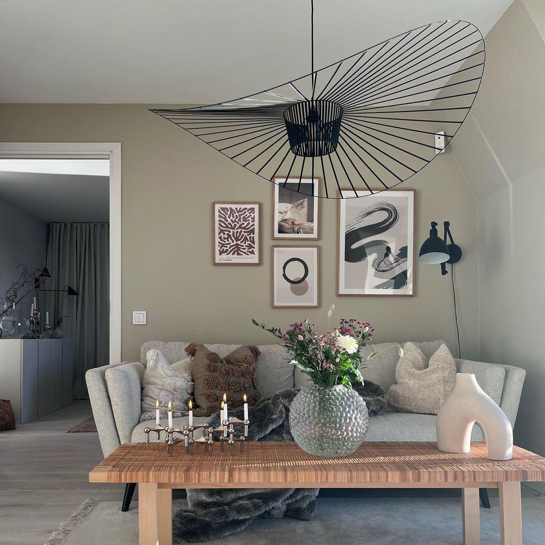 Oversized Woven Ceiling Fixture 47 in Black for Dining & Living Rooms Statement Lighting Above Tables Modern Handcrafted Fiber Shade