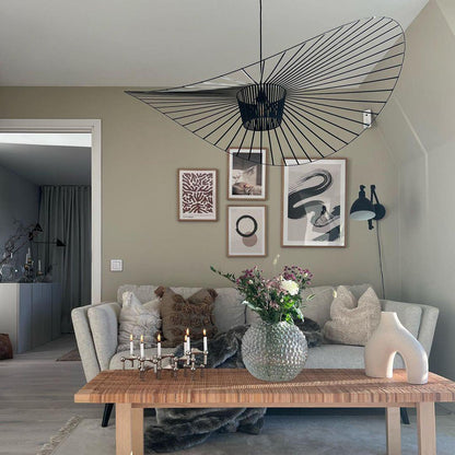 Oversized Woven Ceiling Fixture 47 in Black for Dining & Living Rooms Statement Lighting Above Tables Modern Handcrafted Fiber Shade
