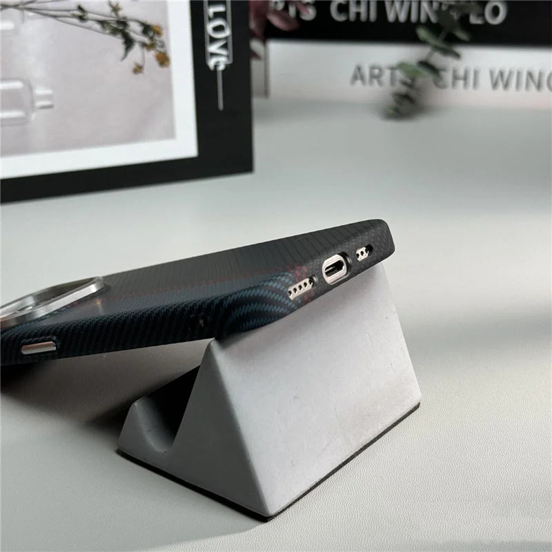 Carbon Fiber Textured Phone Case for iPhone 12-17 | Shock-Absorbing Protection with Raised Edges & Precise Cutouts
