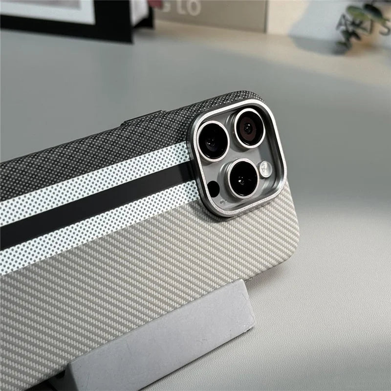 Carbon Fiber Textured Phone Case for iPhone 12-17 | Shock-Absorbing Protection with Raised Edges & Precise Cutouts