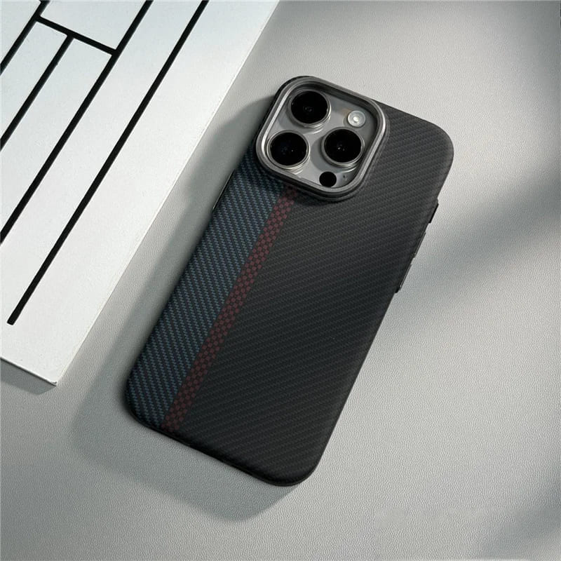 Carbon Fiber Textured Phone Case for iPhone 12-17 | Shock-Absorbing Protection with Raised Edges & Precise Cutouts