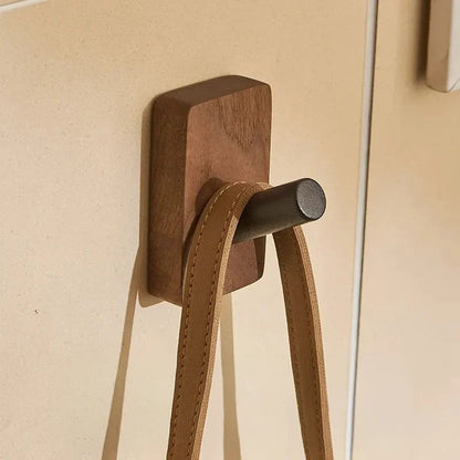 Stylish Wall Hook Rack | Self-Adhesive Wood and Metal Design for Space-Saving Organization