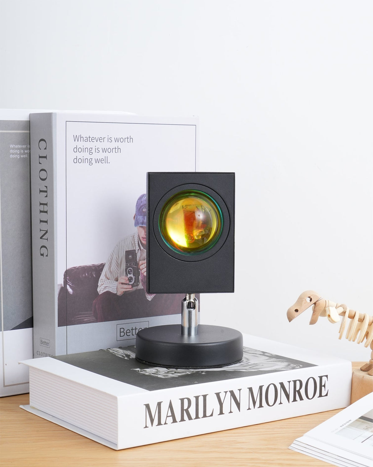 Ambient LED Light Projector Aluminum 4.7×7.8 in Black Red Glow Circle for Bedroom Living Room Home Office Desktop Nightstand