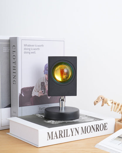 Ambient LED Light Projector Aluminum 4.7×7.8 in Black Red Glow Circle for Bedroom Living Room Home Office Desktop Nightstand