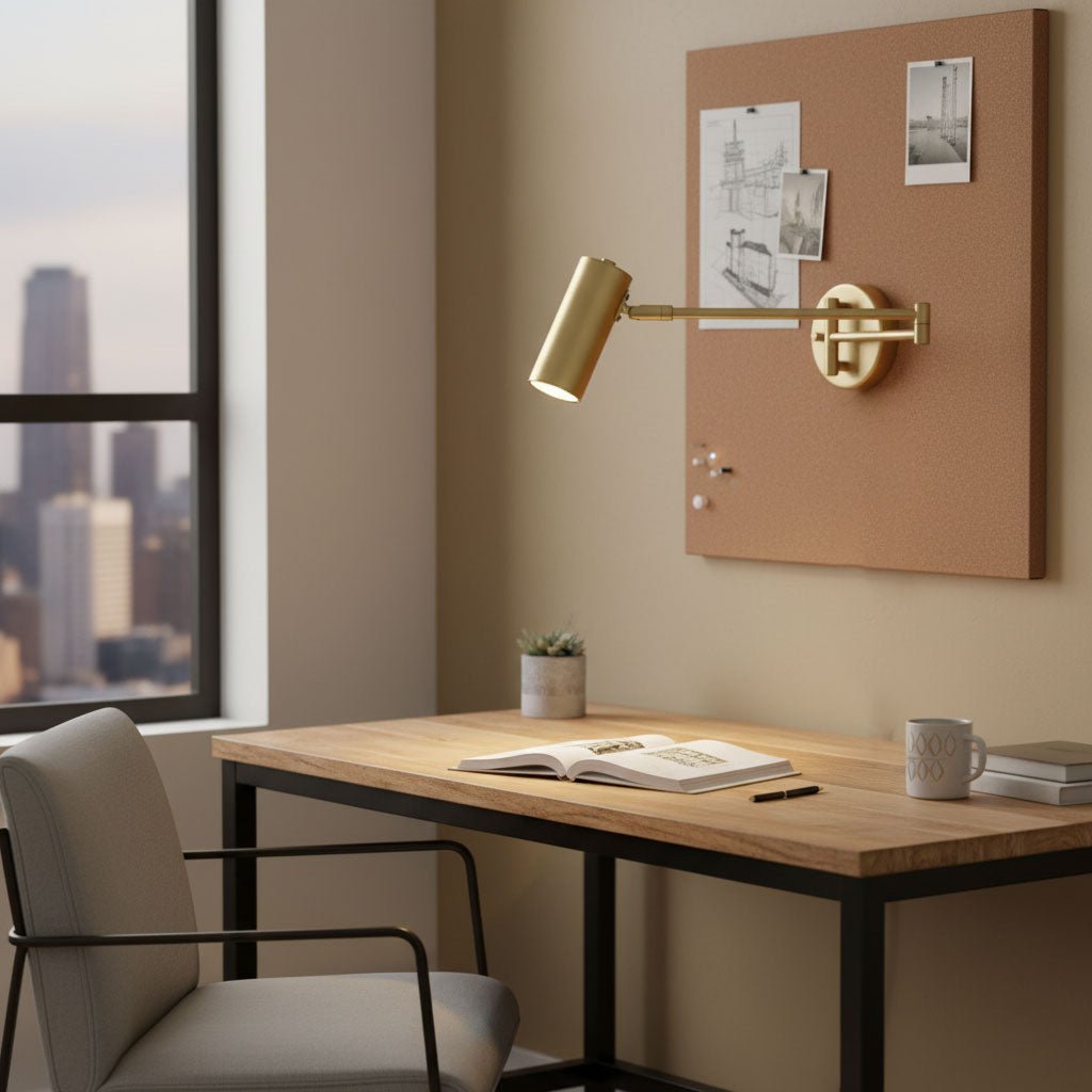 Swivel-Arm LED Wall Light with Extending Bracket for Bedroom Hallway Reading Nook Task Lighting Modern Dimmable Fixture Gold Black