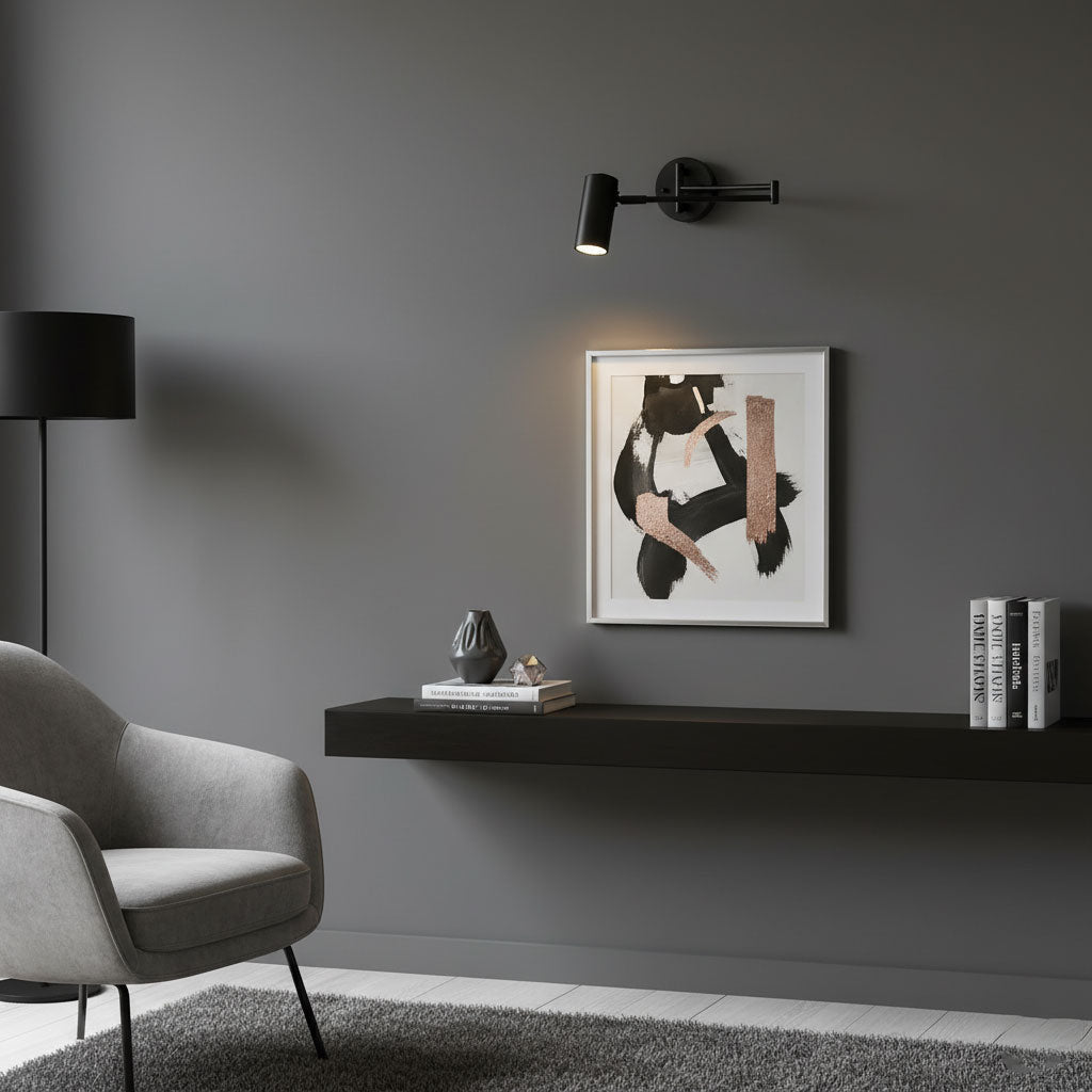 Swivel-Arm LED Wall Light with Extending Bracket for Bedroom Hallway Reading Nook Task Lighting Modern Dimmable Fixture Gold Black