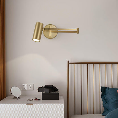 Swivel-Arm LED Wall Light with Extending Bracket for Bedroom Hallway Reading Nook Task Lighting Modern Dimmable Fixture Gold Black